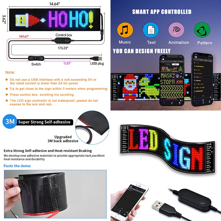 Flexible Solar Panel - LED Matrix Panel Bluetooth APP Control